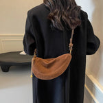 Women's Crescent Shoulder Zipper Knot Strap Crossbody Bag