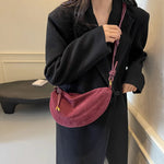 Women's Crescent Shoulder Zipper Knot Strap Crossbody Bag