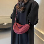 Women's Crescent Shoulder Zipper Knot Strap Crossbody Bag