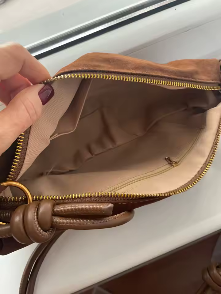 Women's Crescent Shoulder Zipper Knot Strap Crossbody Bag