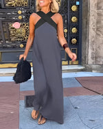 Women's Criss-Cross Halter Neck Sleeveless Maxi Dress
