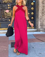 Women's Criss-Cross Halter Neck Sleeveless Maxi Dress