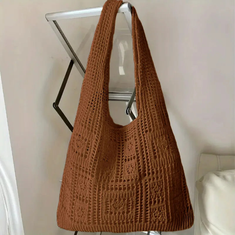 Women’s Crochet Shoulder Tote Beach Bag