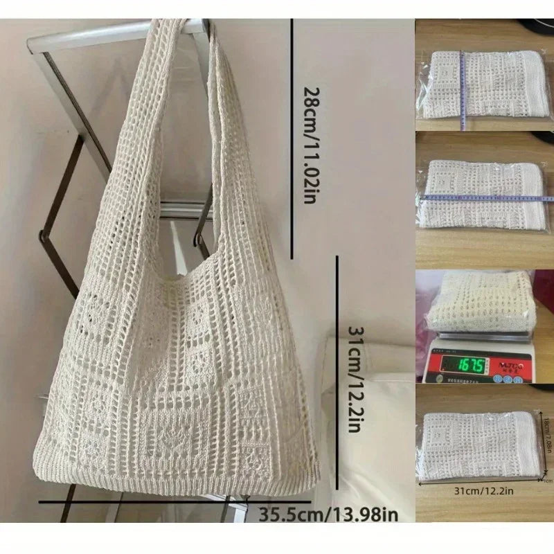 Women’s Crochet Shoulder Tote Beach Bag
