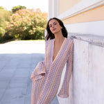 Women’s Crochet V Neck Front Slit Maxi Dress
