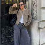 Women’s Cropped Button Front Bomber Jacket