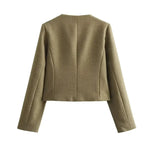 Women’s Cropped Button Front Bomber Jacket