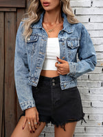 Women’s Cropped Button Front Denim Jacket