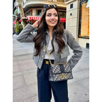 Women’s Cropped Button Up Bomber Jacket