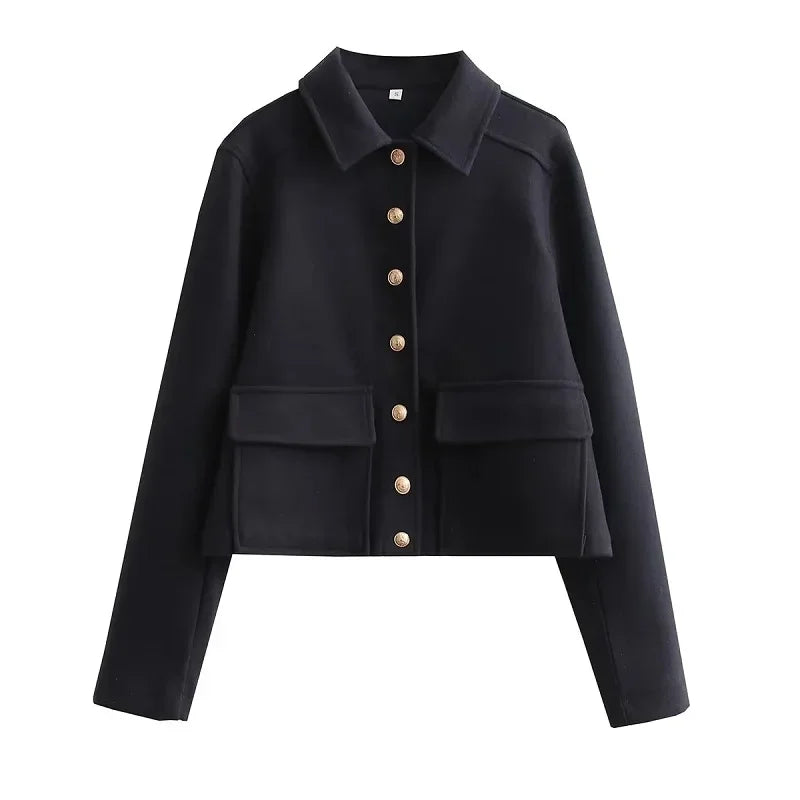 Women’s Cropped Button Up Bomber Jacket