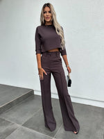 Women’s Cropped Top and Wide Leg Pants 2 Piece Set