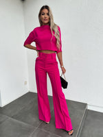 Women’s Cropped Top and Wide Leg Pants 2 Piece Set