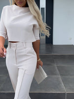 Women’s Cropped Top and Wide Leg Pants 2 Piece Set