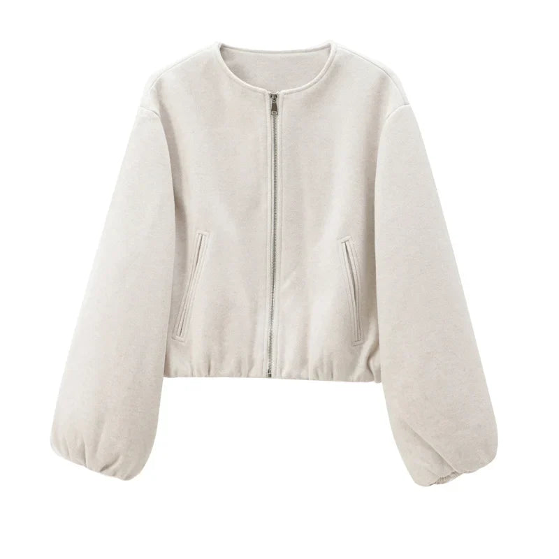 Women’s Cropped Zip Front Bomber Jacket