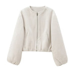 Women’s Cropped Zip Front Bomber Jacket