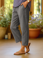 Women's Cuffed Hems Pocket Details Tapered Cropped Pants