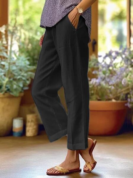 Women's Cuffed Hems Pocket Details Tapered Cropped Pants