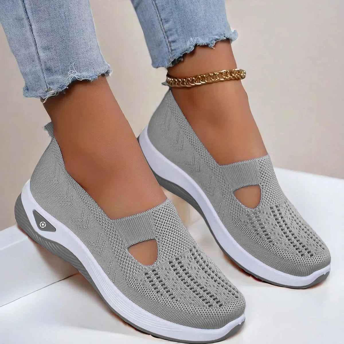 Women's Cutout Knit Slip On Shoes