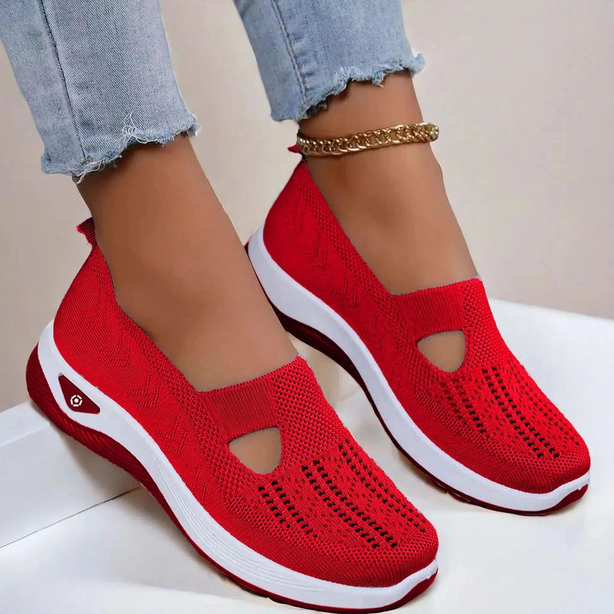 Women's Cutout Knit Slip On Shoes