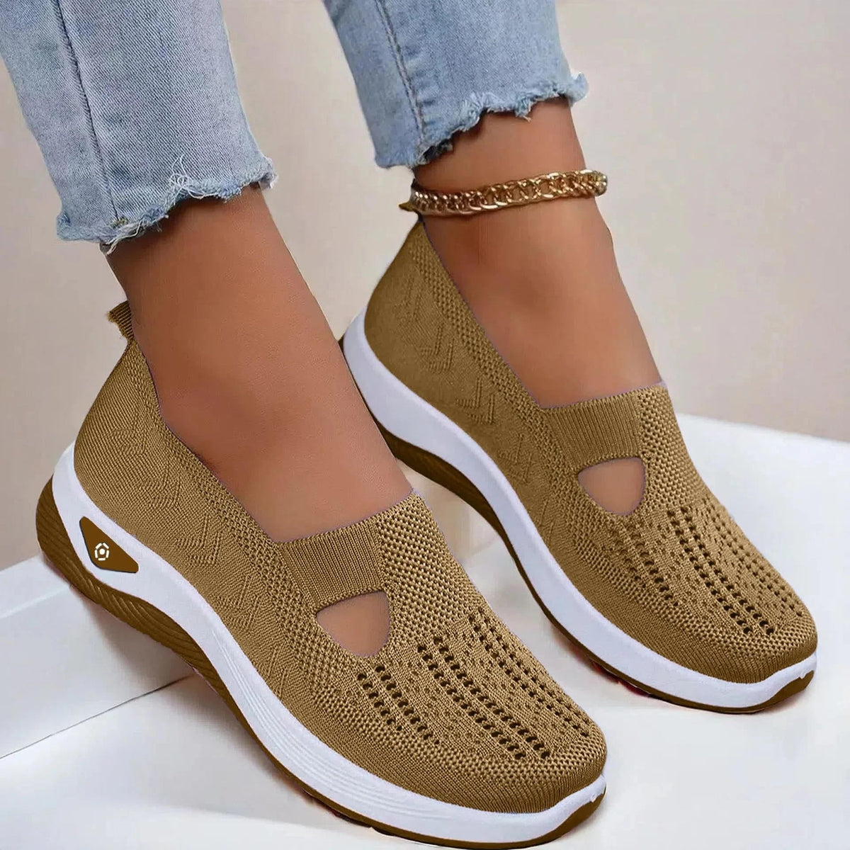 Women's Cutout Knit Slip On Shoes