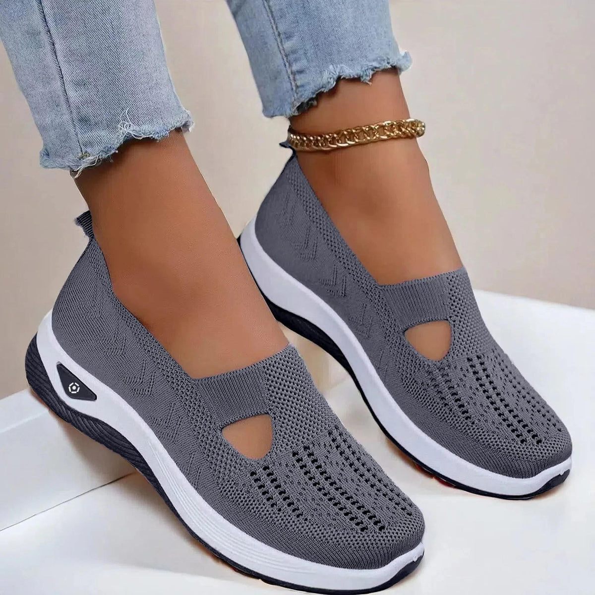 Women's Cutout Knit Slip On Shoes