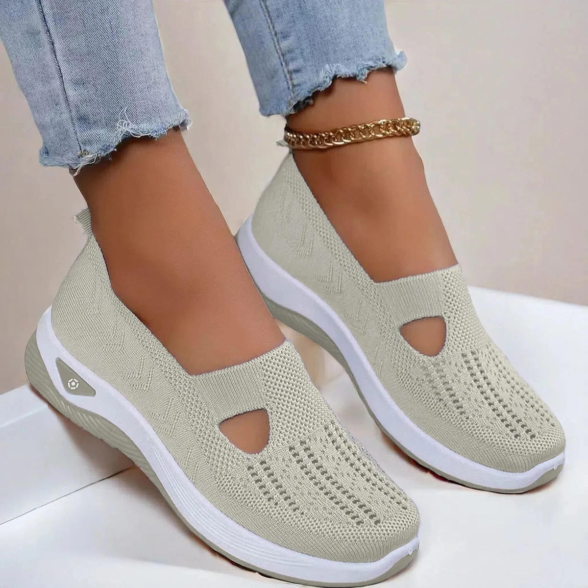 Women's Cutout Knit Slip On Shoes
