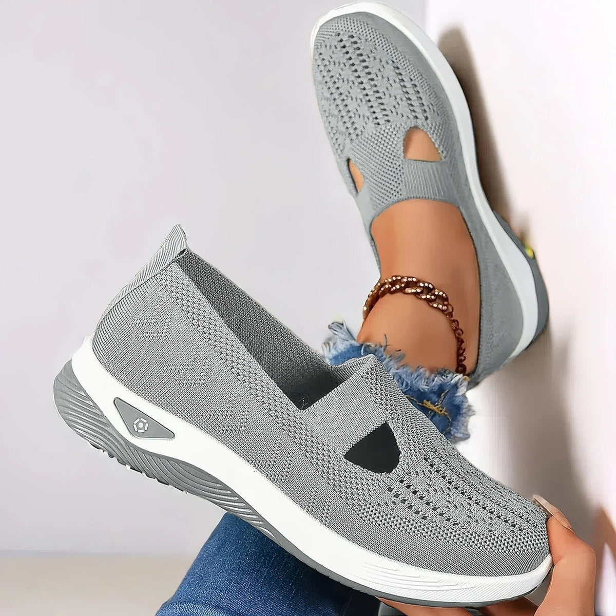 Women's Cutout Knit Slip On Shoes