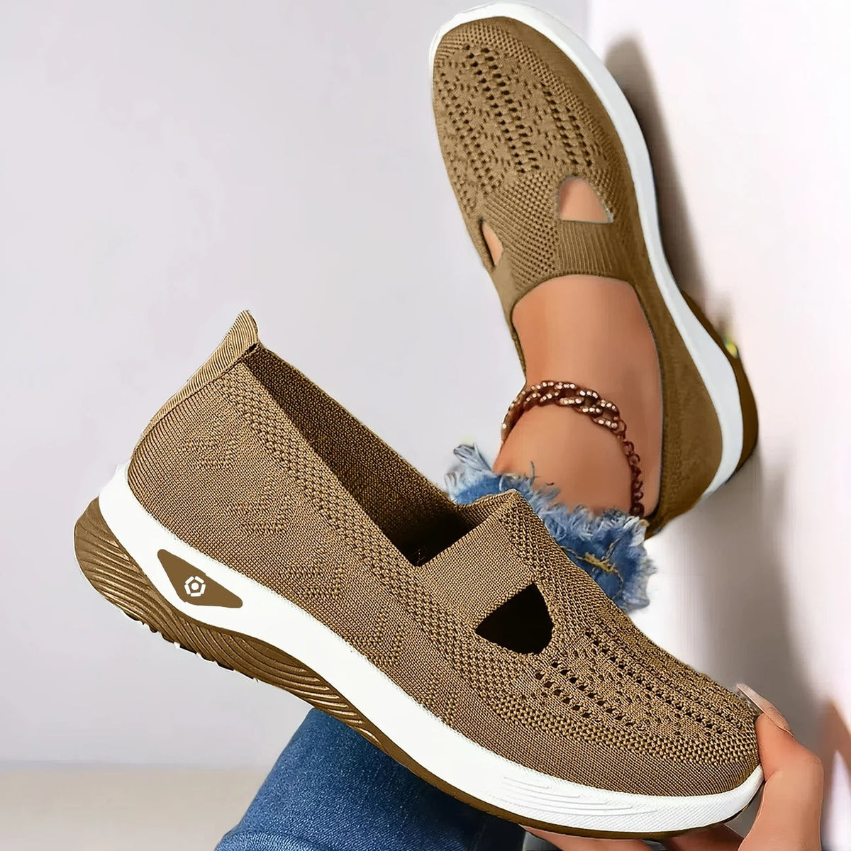 Women's Cutout Knit Slip On Shoes