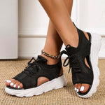 Women’s Open-Toe Lace-Up Knit Platform Sandals