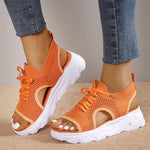 Women’s Open-Toe Lace-Up Knit Platform Sandals