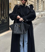 Women's Double Breasted Belted Wool Trench Coat