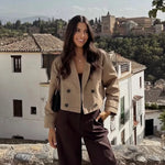 Women’s Double Breasted Cropped Trench Style Jacket