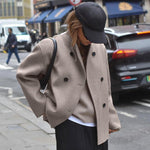 Women's Double Breasted Stand Collar Wool Jacket