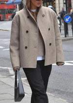 Women's Double Breasted Stand Collar Wool Jacket