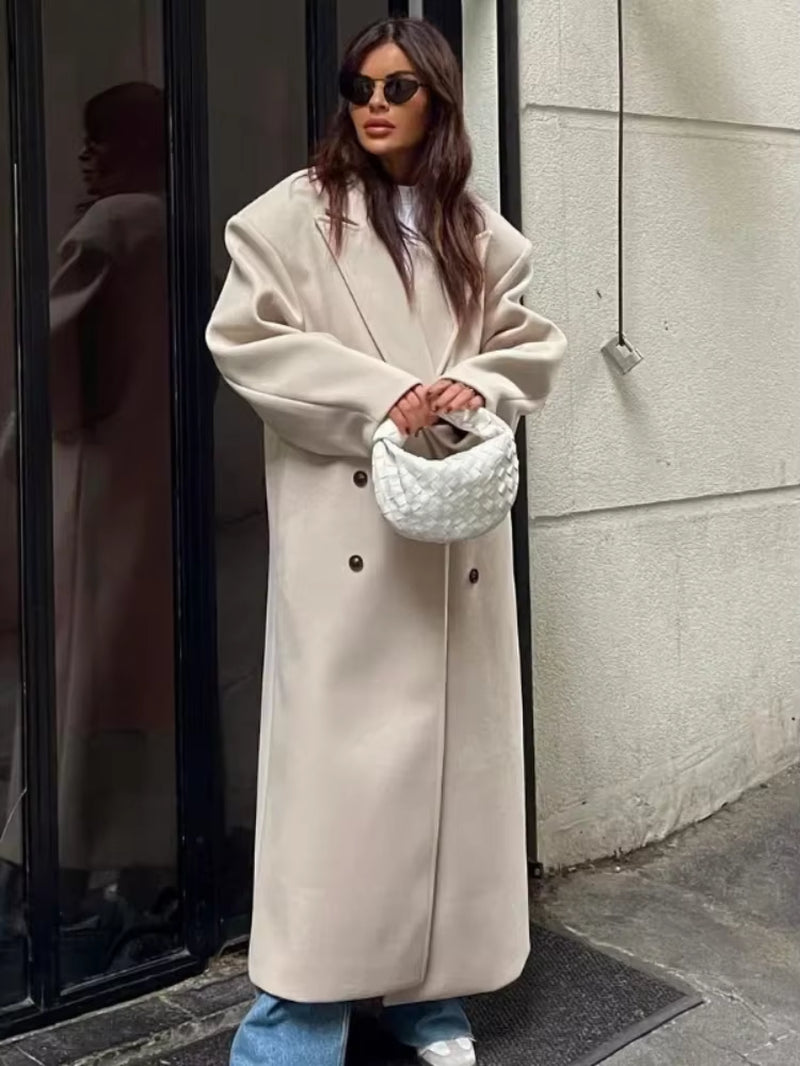 Women's Double Breasted Wool Maxi Coat