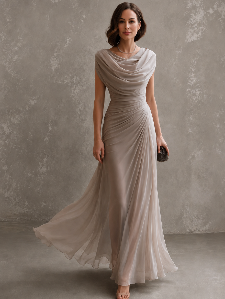 Women's Draped Cowl-Neck Maxi Dress