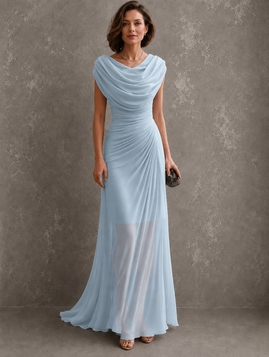 Women's Draped Cowl-Neck Maxi Dress