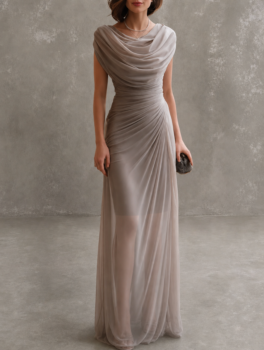 Women's Draped Cowl-Neck Maxi Dress