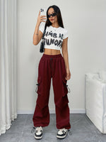 Women’s Drawstring Cargo Pocket Parachute Pants