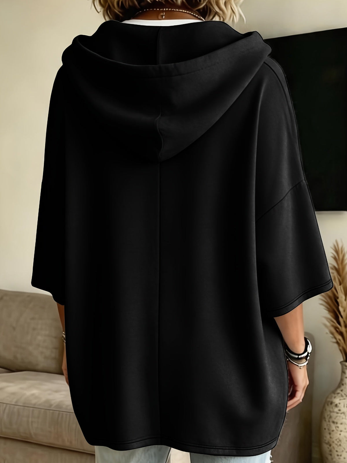 Women's Drawstring Patch-Pocket Oversized Hoodie