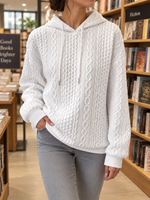 Women's Drawstring Textured Cable Knit Sweater