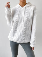 Women's Drawstring Textured Cable Knit Sweater