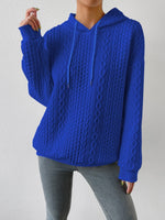 Women's Drawstring Textured Cable Knit Sweater