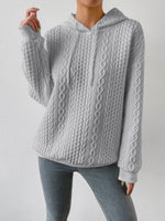 Women's Drawstring Textured Cable Knit Sweater