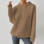 Women's Drawstring Textured Cable Knit Sweater