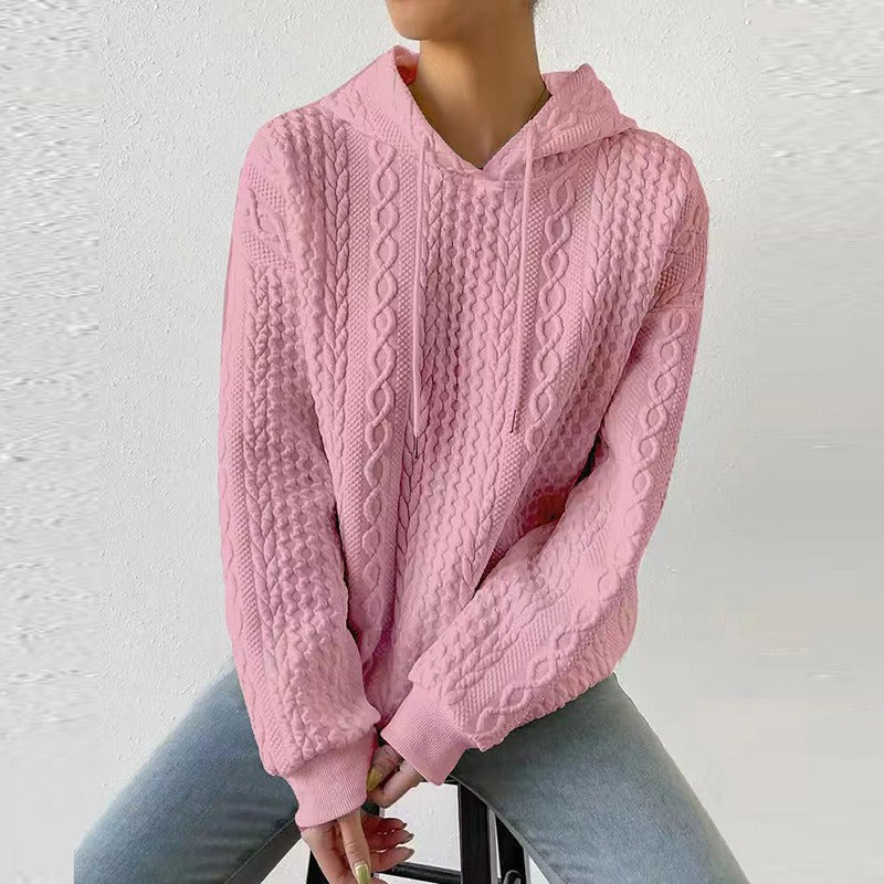 Women's Drawstring Textured Cable Knit Sweater