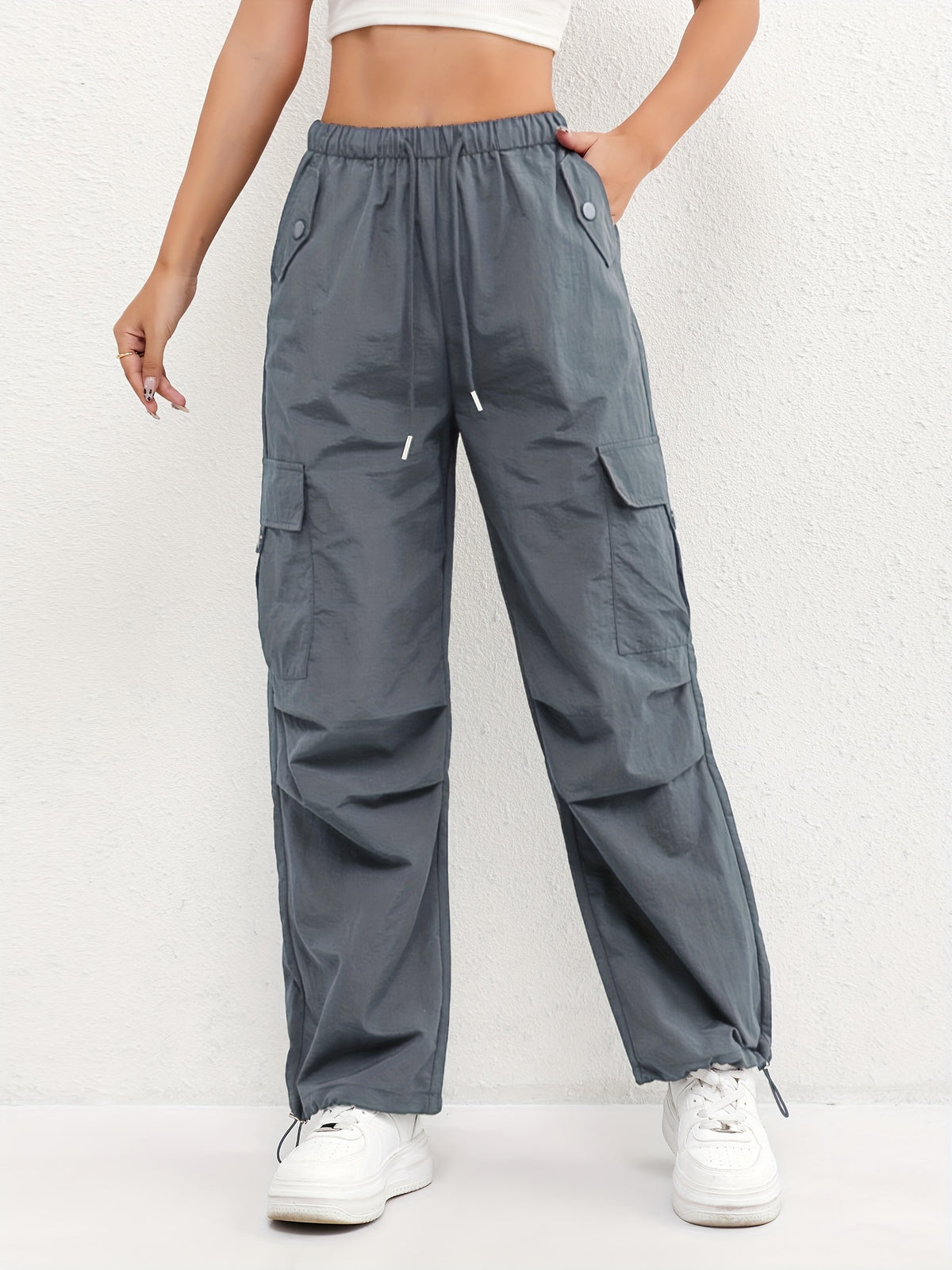 Women’s Drawstring Waist Cargo Parachute Pants