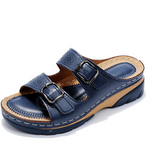 Women's Dual Buckle Slip-On Wedge Sandals