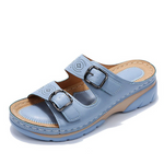 Women's Dual Buckle Slip-On Wedge Sandals