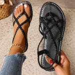 Women’s Elastic Strap Open-Toe Flat Sandals